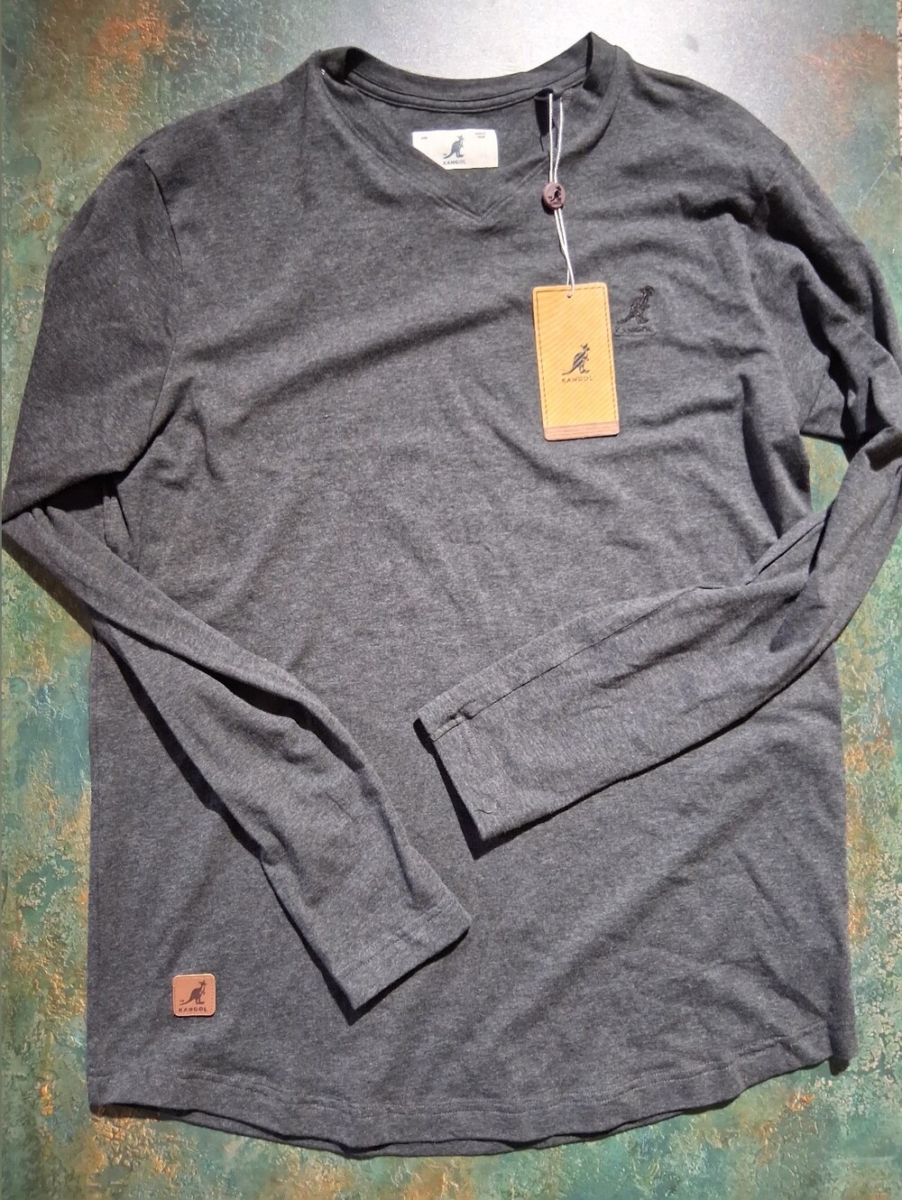 Kangol Men's Long-Sleeve Crewneck Shirt - Dark Charcoal